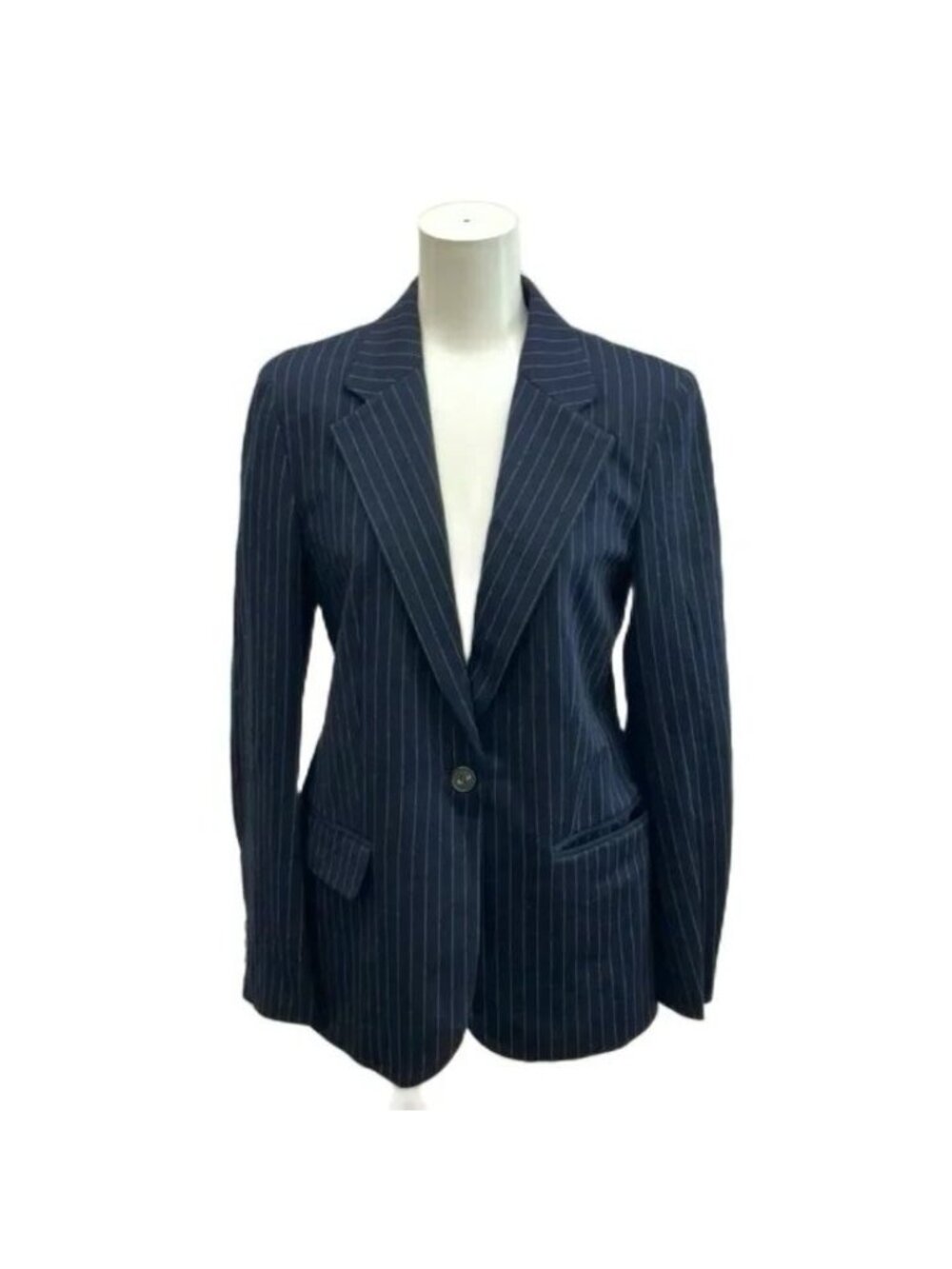 Max Mara Weekend Line Tailored Jacket Navy Striped Pattern Long Sleeve Half 38